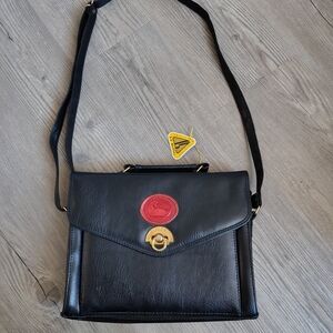 Black and Red Leather Shoulder Bag